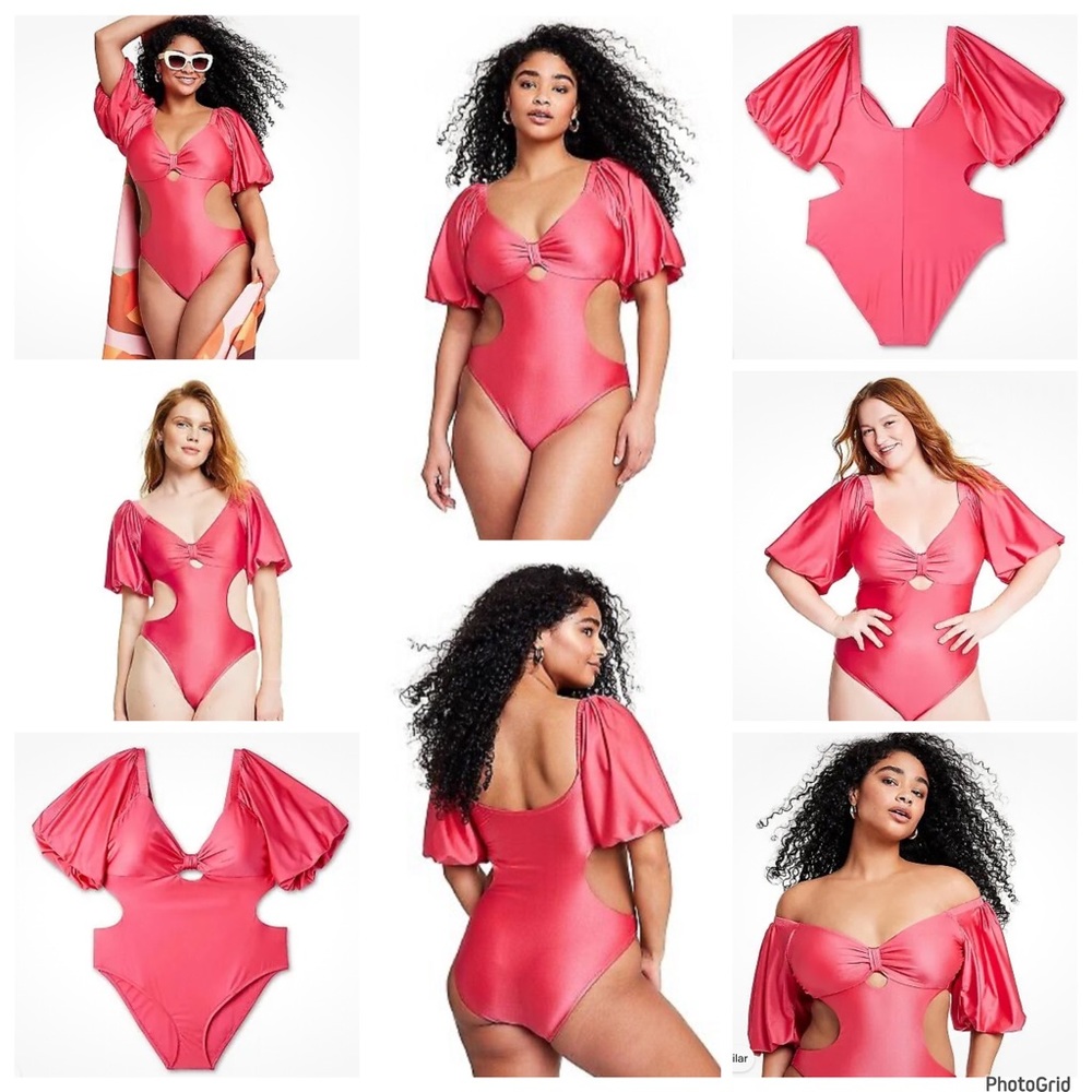 Noel XXL plus size pink cutout one piece swimsuit NWT